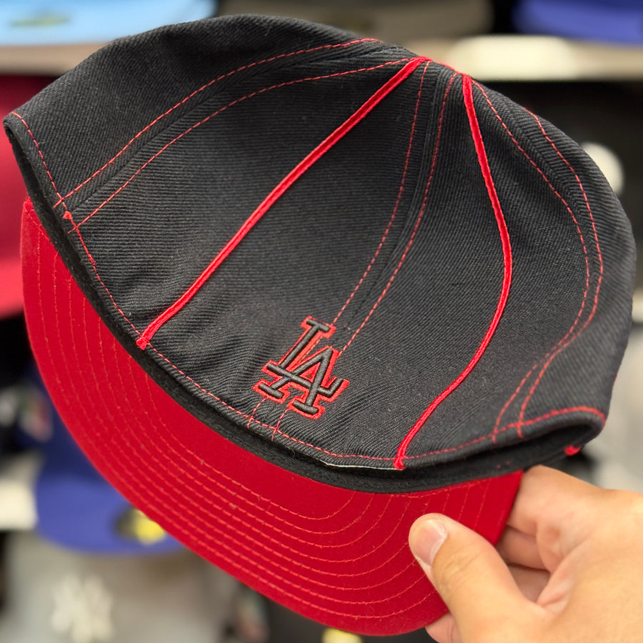 Los Angeles Dodgers 'Red Pinstripe' Black American Needle Fitted Hat - Product Image