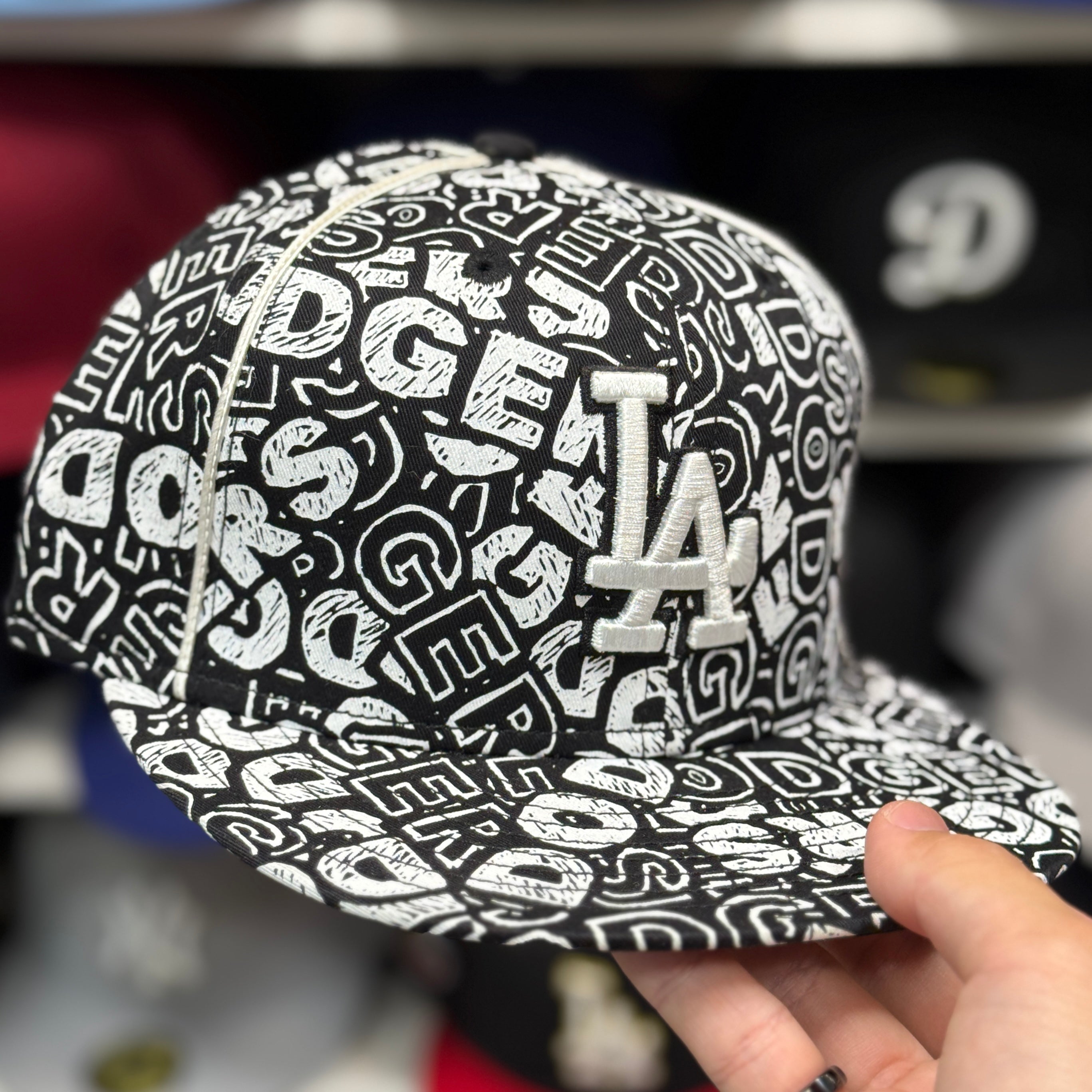 New Era Los Angeles Dodgers 'Block Wordmark' Black 59FIFTY Fitted Hat - Product Image