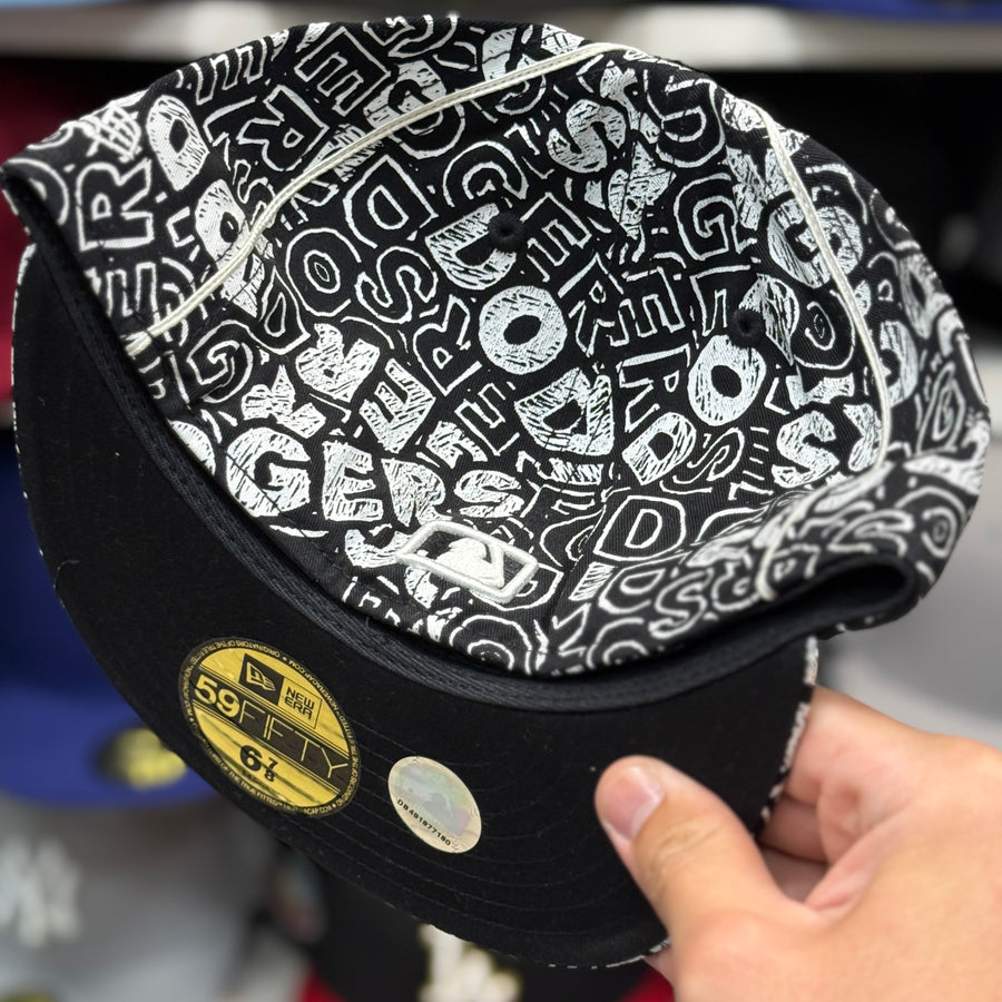 New Era Los Angeles Dodgers 'Block Wordmark' Black 59FIFTY Fitted Hat - Product Image