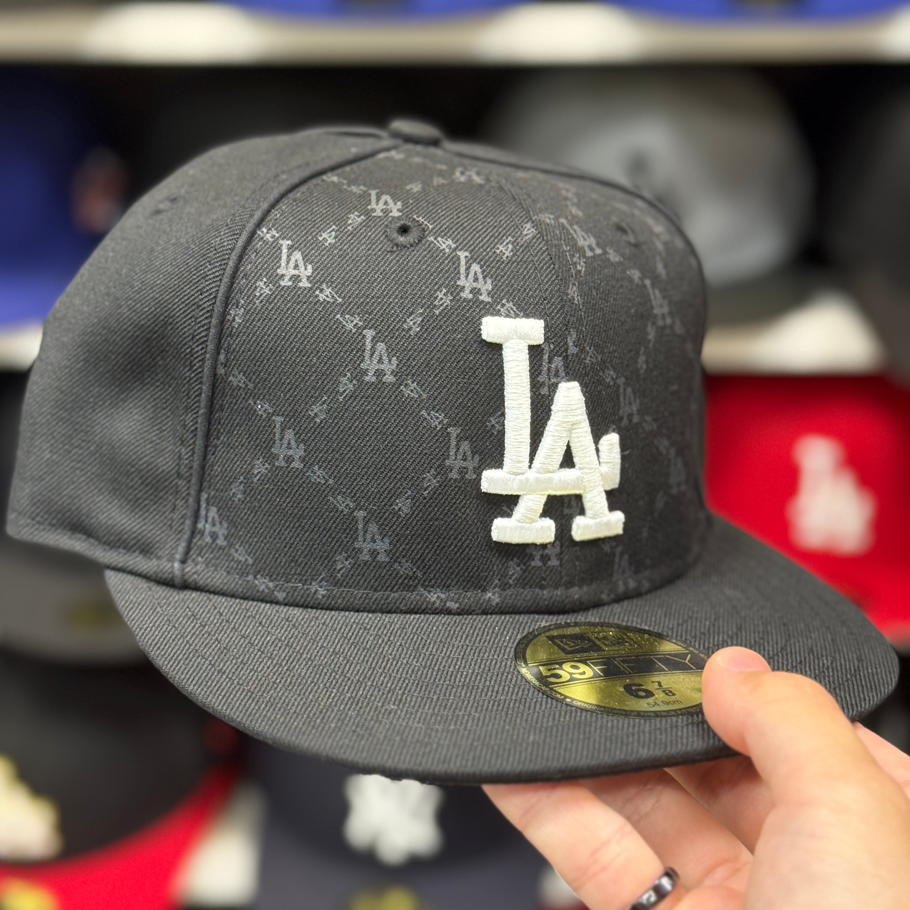 New Era Los Angeles Dodgers 'Monogram' Black 59FIFTY Fitted Hat - Product Image