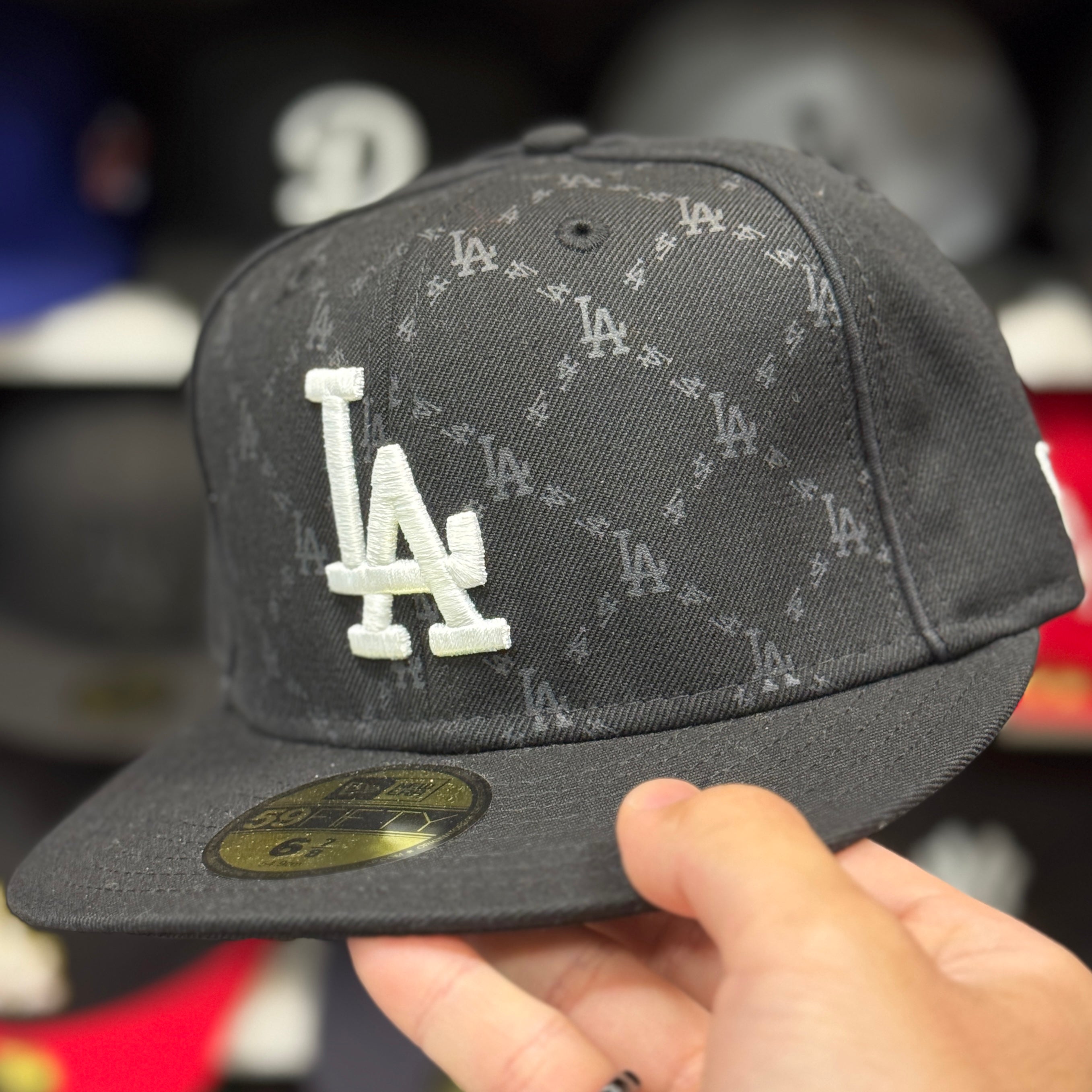 New Era Los Angeles Dodgers 'Monogram' Black 59FIFTY Fitted Hat - Product Image