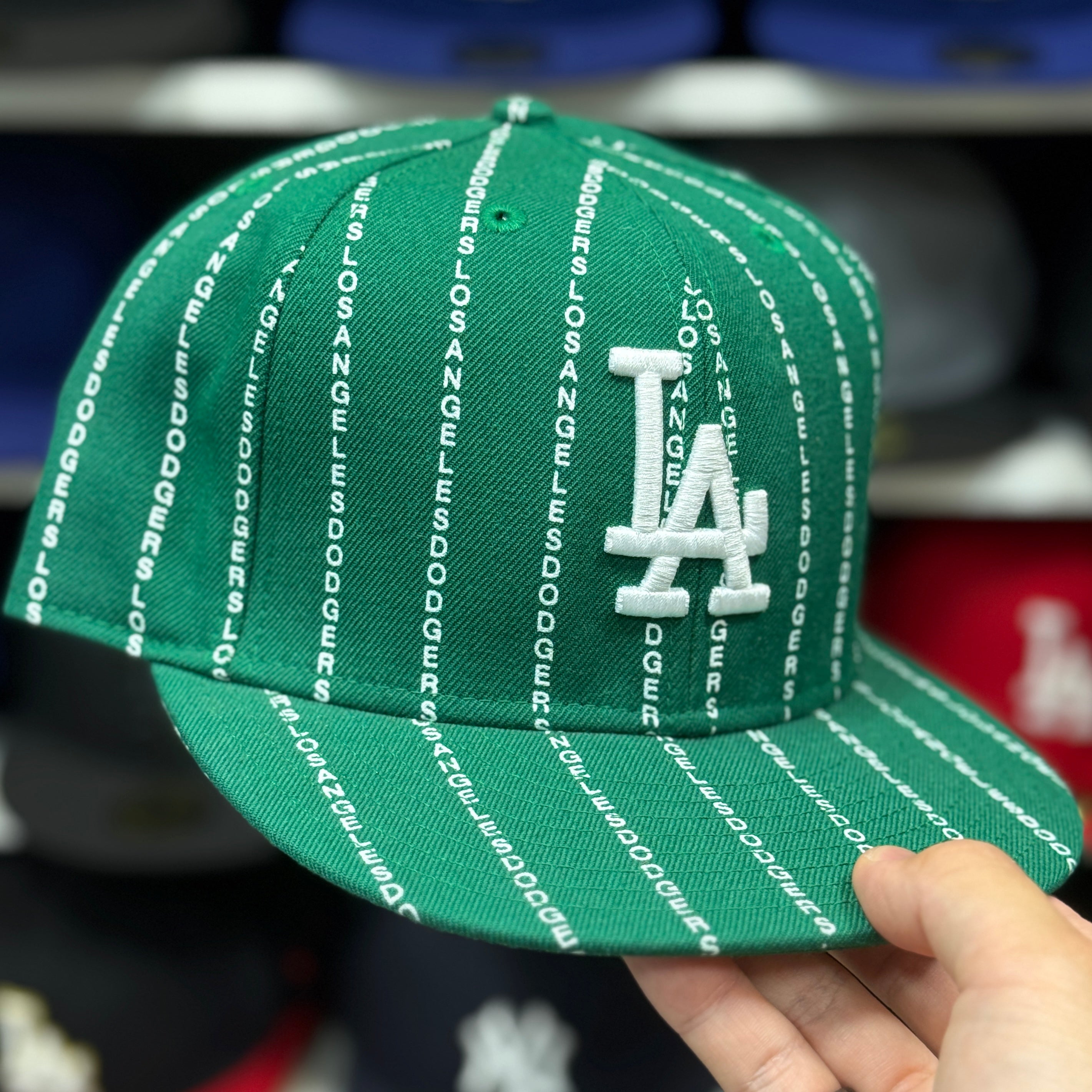 New Era Los Angeles Dodgers 'Matrix Pinstripe' Green 59FIFTY Fitted Hat - Product Image