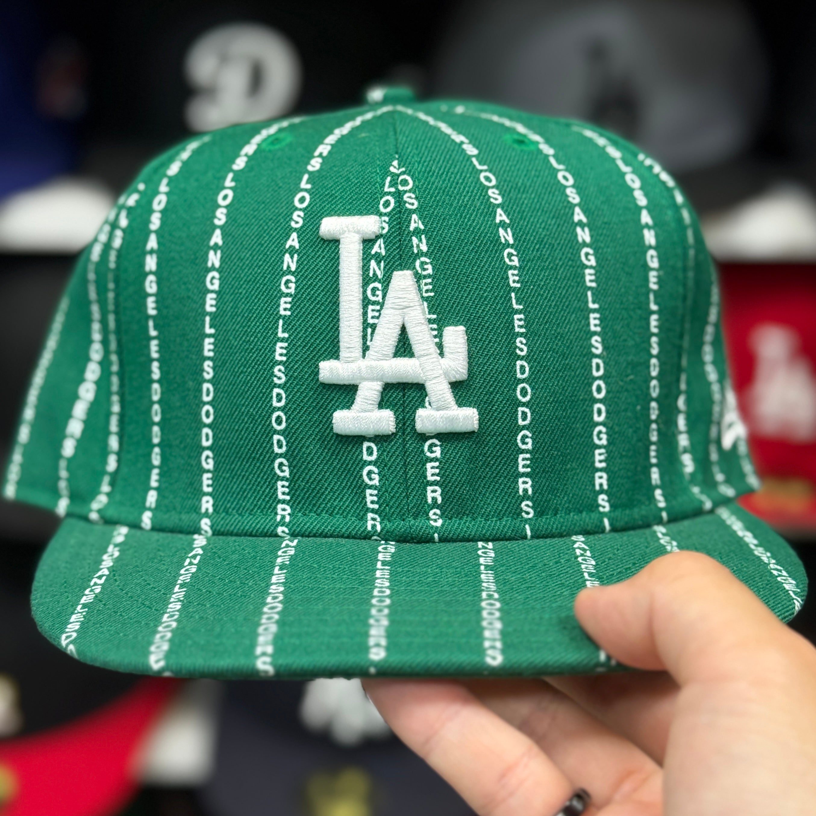 New Era Los Angeles Dodgers 'Matrix Pinstripe' Green 59FIFTY Fitted Hat - Product Image