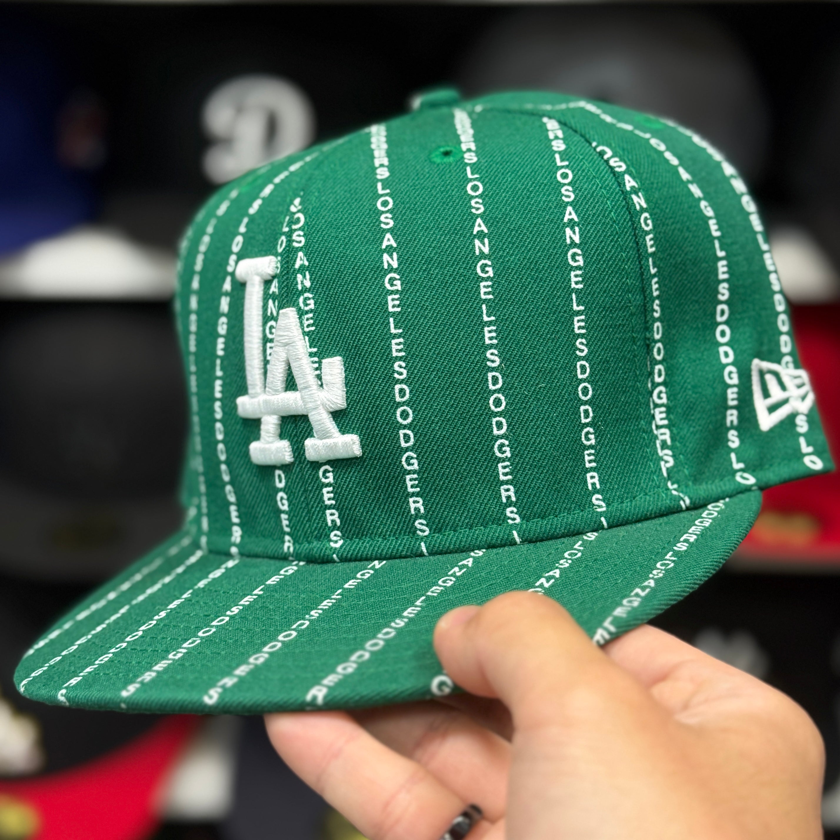 New Era Los Angeles Dodgers 'Matrix Pinstripe' Green 59FIFTY Fitted Hat - Product Image