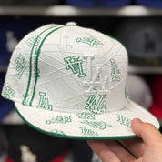 New Era Los Angeles Dodgers 'Green Scatter' White 59FIFTY Fitted Hat - Product Image