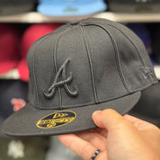 New Era Atlanta Braves 'Pinstripe' All Black 59FIFTY Fitted Hat - Product Image