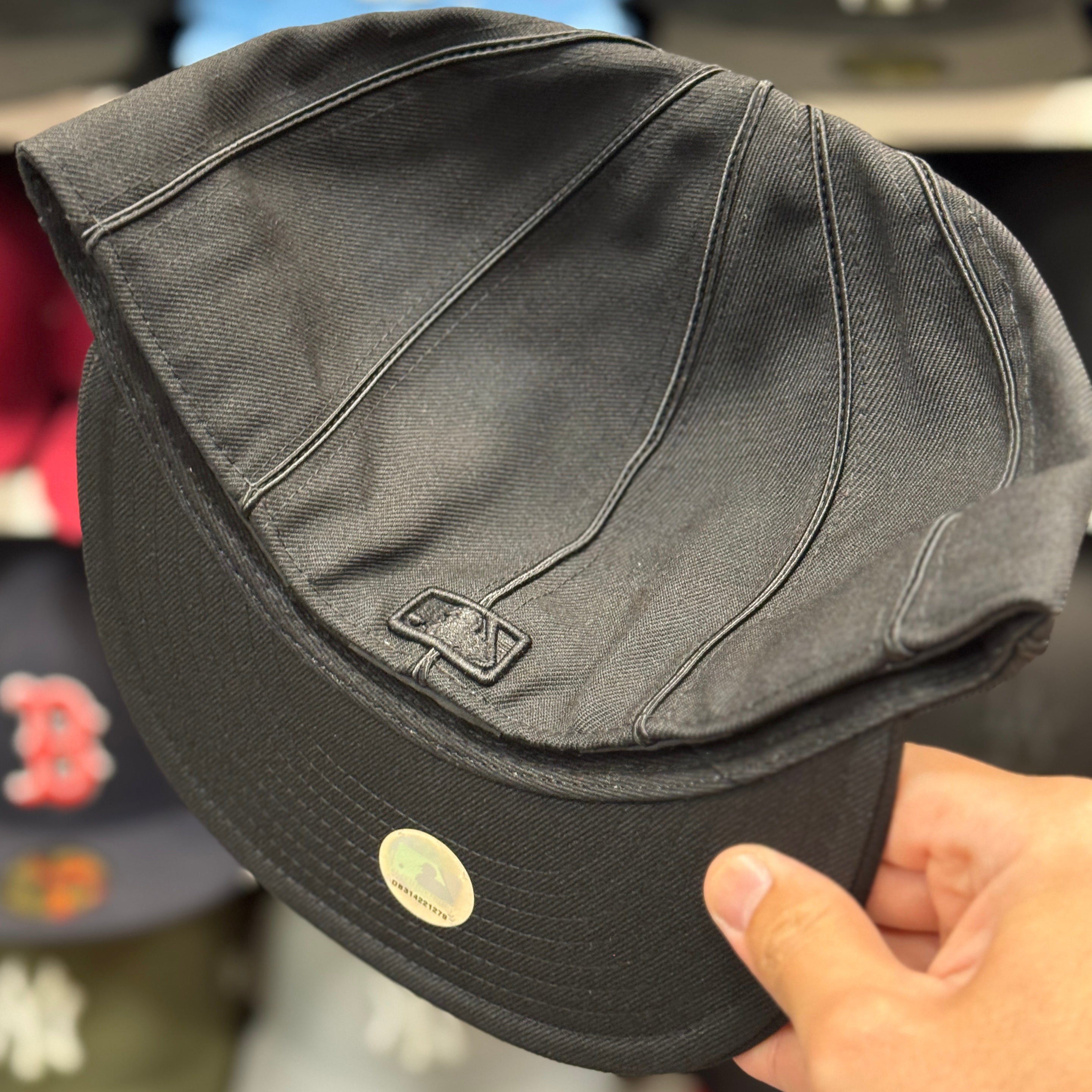 New Era Atlanta Braves 'Pinstripe' All Black 59FIFTY Fitted Hat - Product Image
