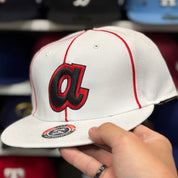Atlanta Braves 'Pinstripe' White Twin Enterprises Fitted Hat - Product Image