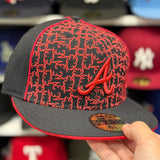 New Era Atlanta Braves 'Scarlet Monogram' All Black 59FIFTY Fitted Hat