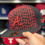 New Era Atlanta Braves 'Scarlet Monogram' All Black 59FIFTY Fitted Hat - Product Image