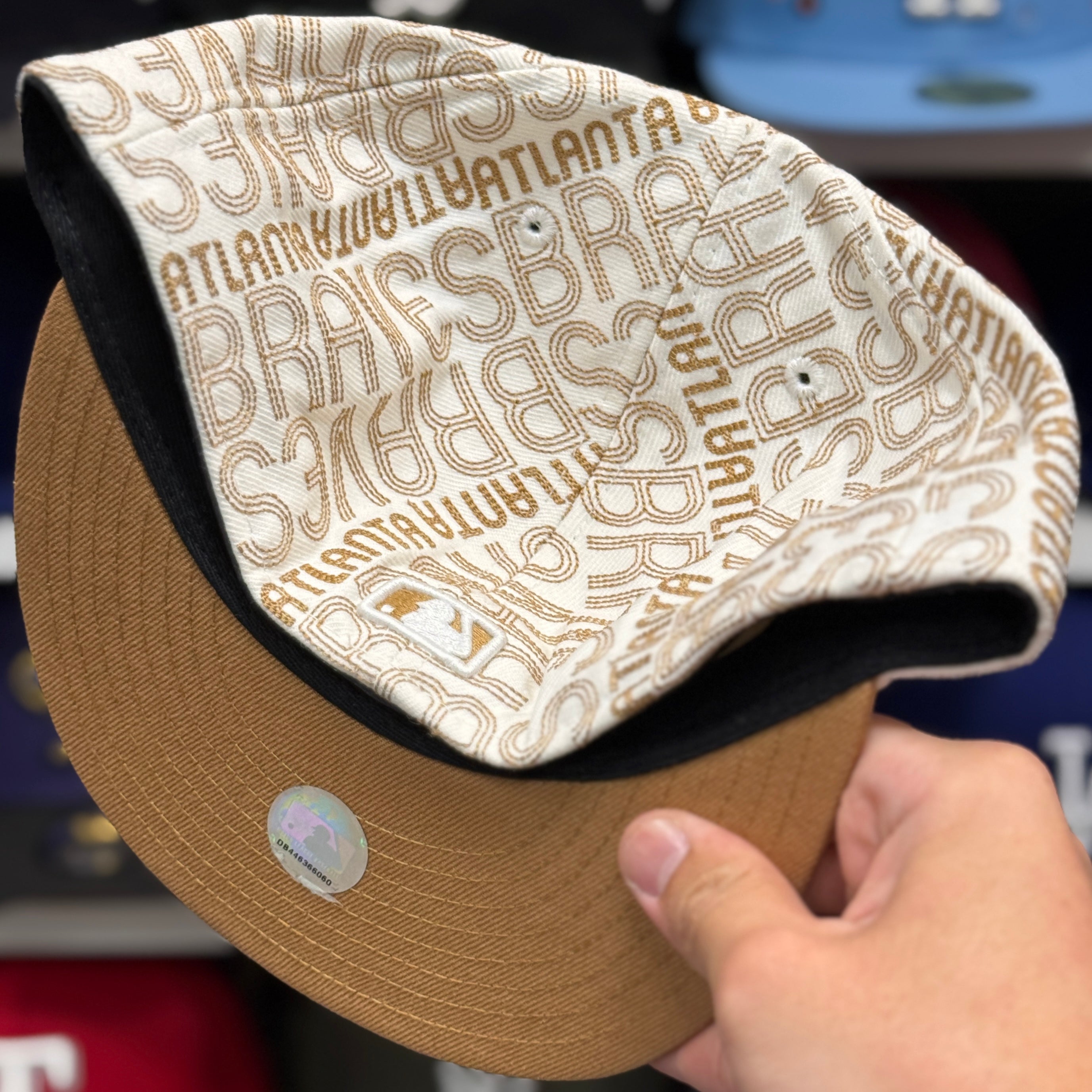 New Era Atlanta Braves 'Gold Wordmark' White 59FIFTY Fitted Hat - Product Image