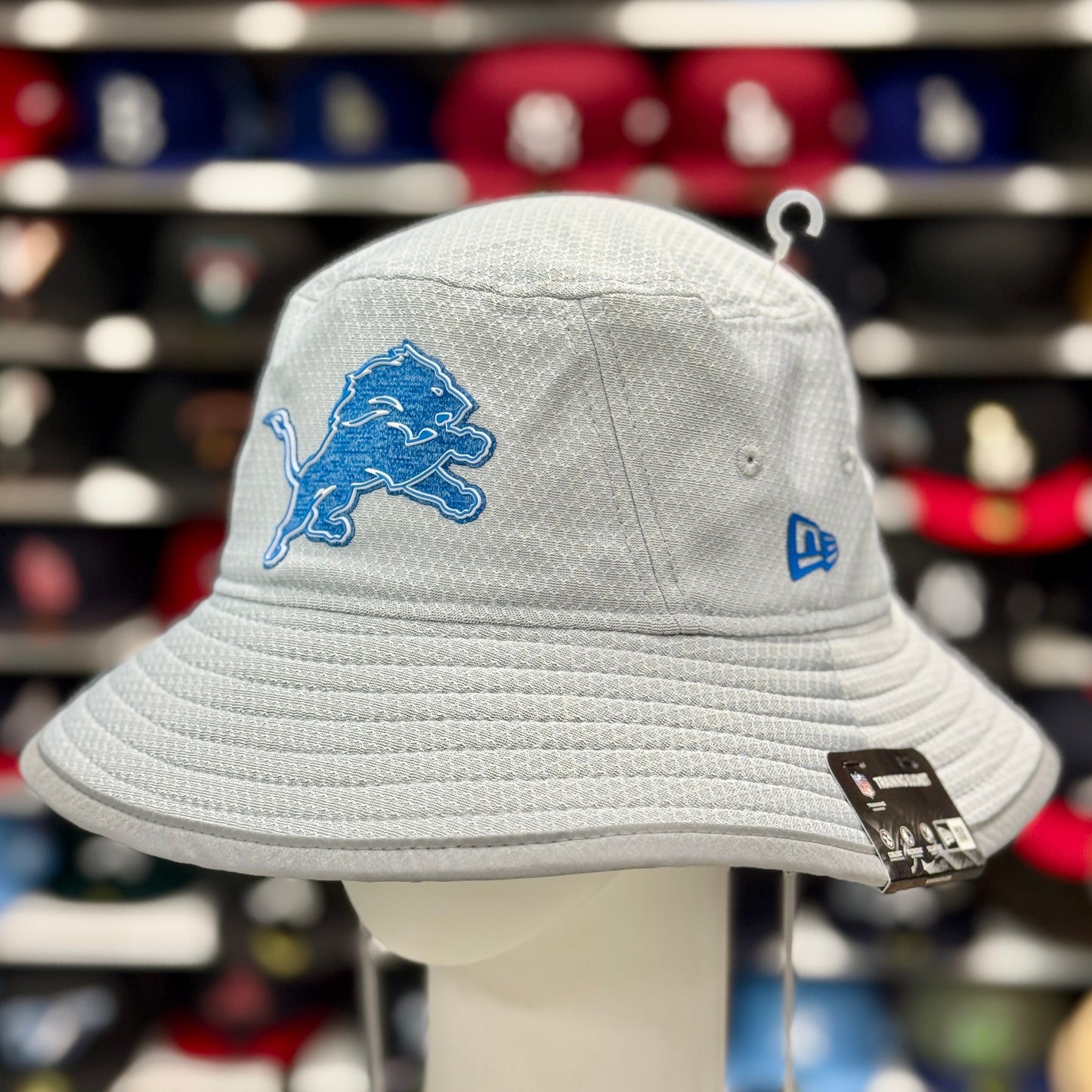 New Era Detroit Lions Bucket Hat | Silver / Blue Under Brim