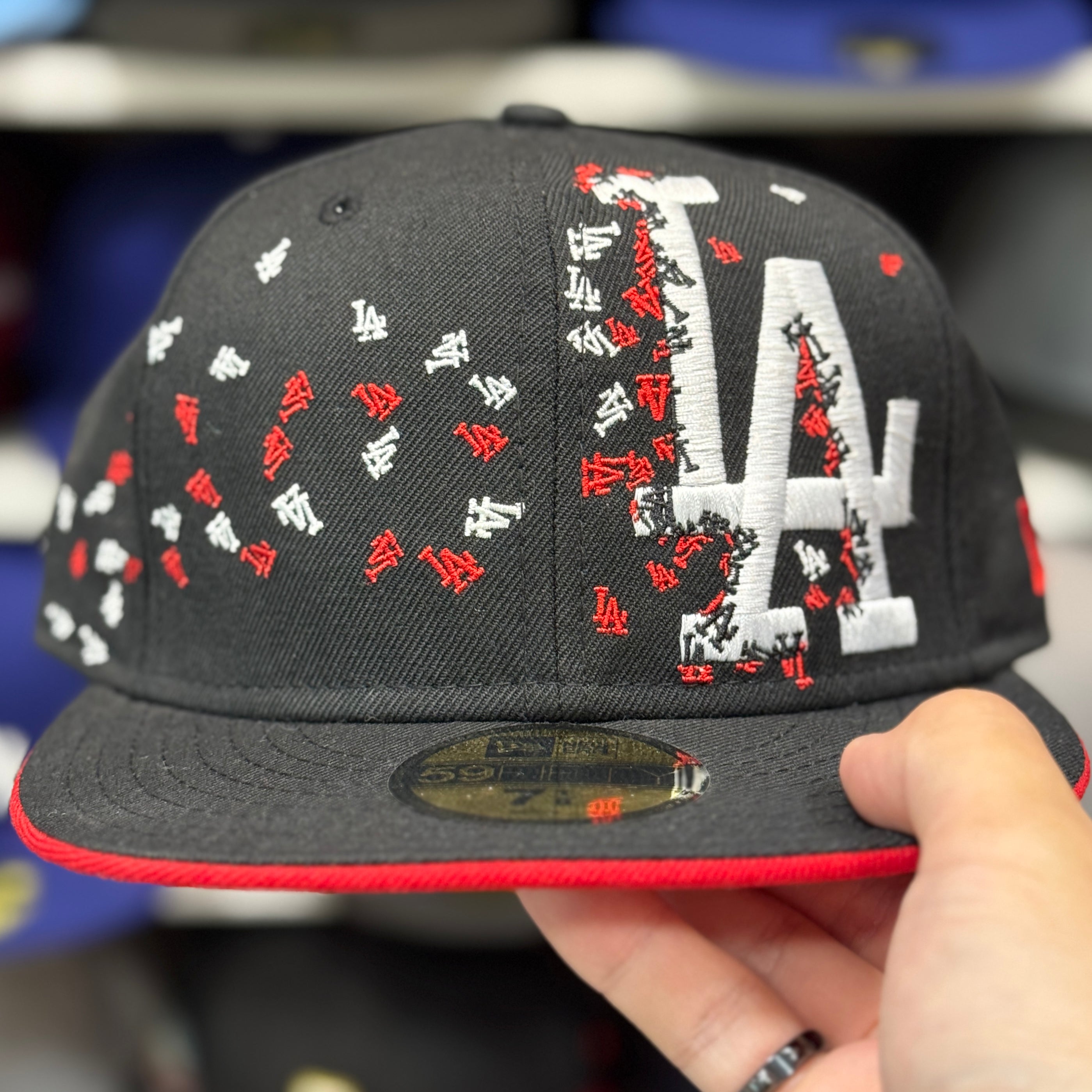 New Era Los Angeles Dodgers 'Logo Scatter' Black 59FIFTY Fitted Hat - Product Image