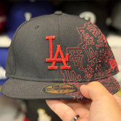 New Era Los Angeles Dodgers 'Logo Flood' Black 59FIFTY Fitted Hat - Product Image