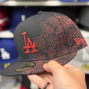 New Era Los Angeles Dodgers 'Logo Flood' Black 59FIFTY Fitted Hat - Product Image