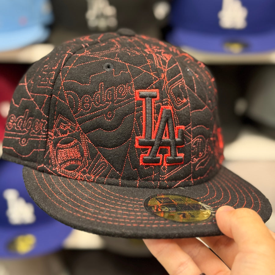 New Era Los Angeles Dodgers 'Wool Blueprint' Black 59FIFTY Fitted Hat - Product Image