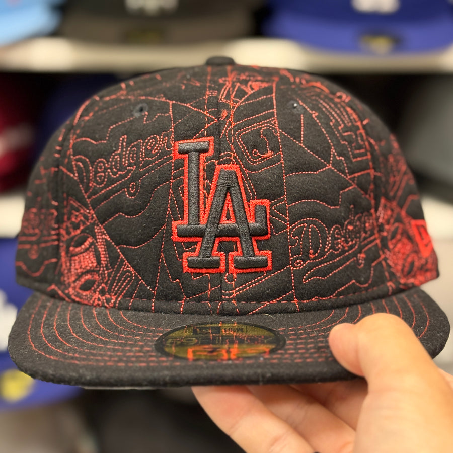 New Era Los Angeles Dodgers 'Wool Blueprint' Black 59FIFTY Fitted Hat - Product Image