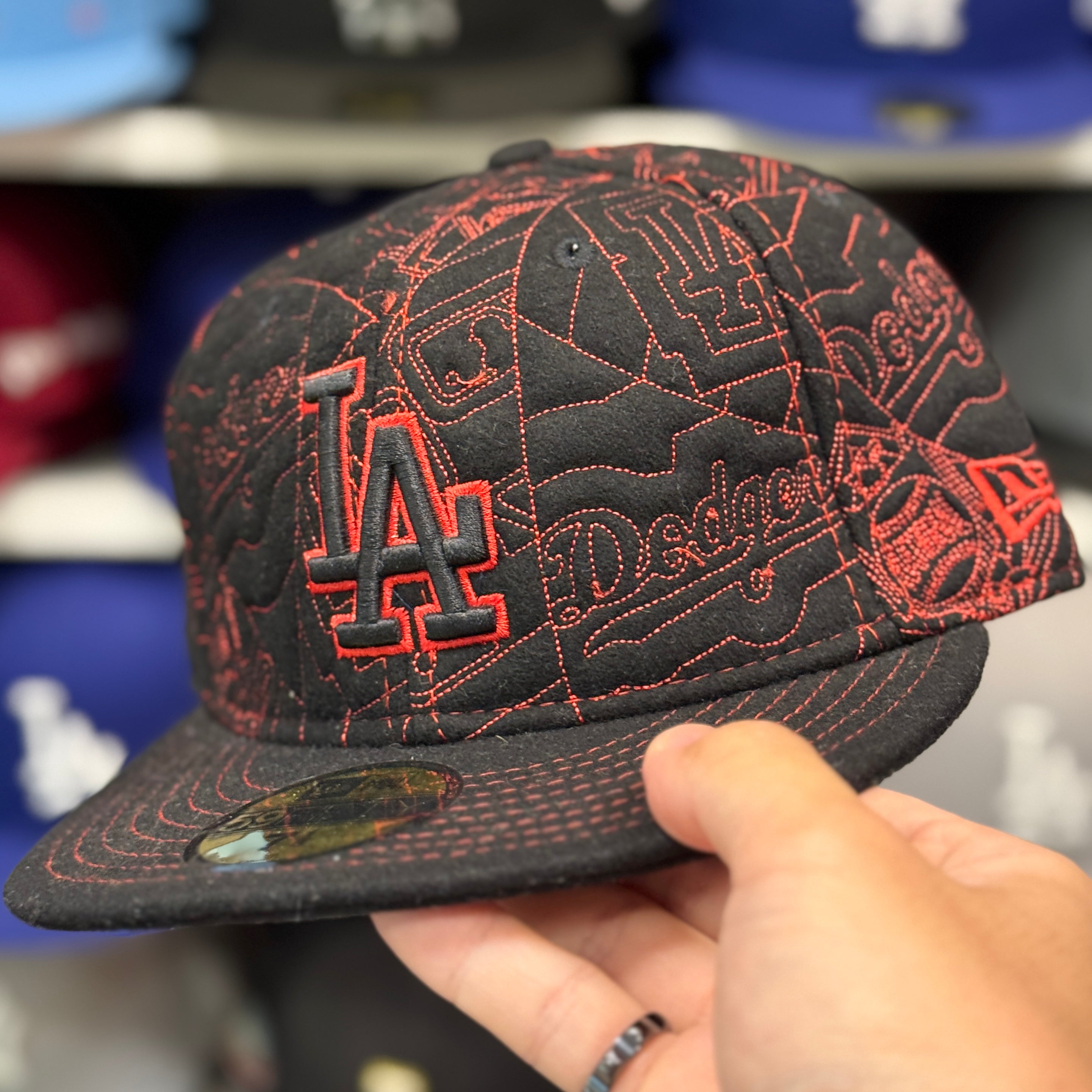 New Era Los Angeles Dodgers 'Wool Blueprint' Black 59FIFTY Fitted Hat - Product Image