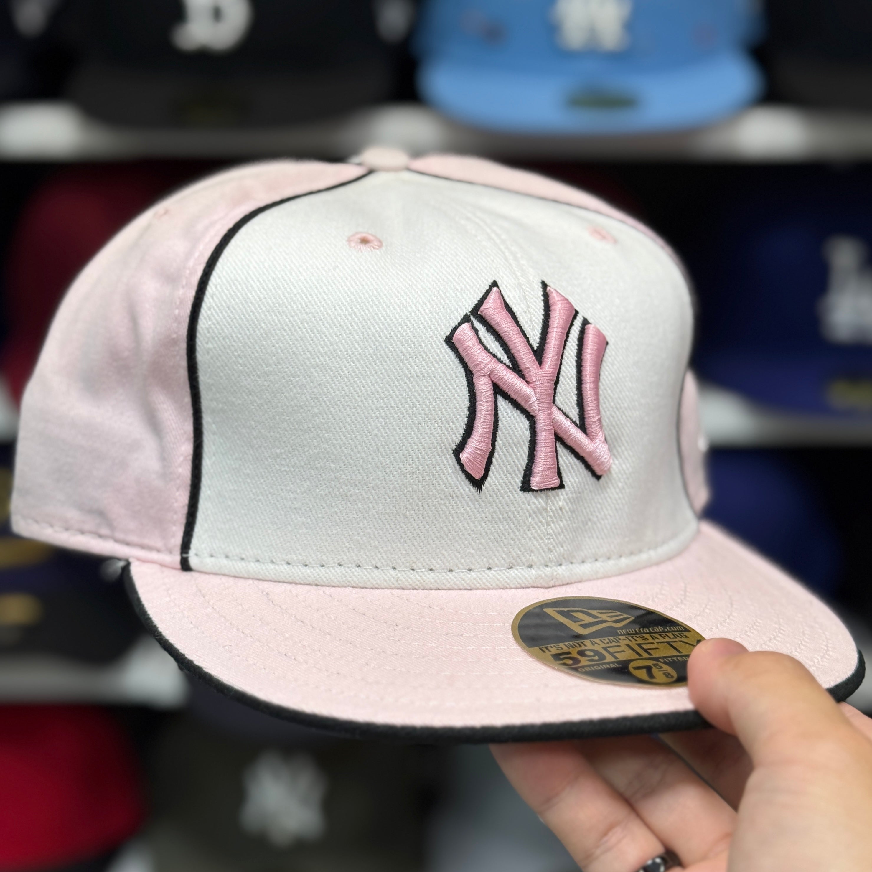 New Era New York Yankees 'Pastel Pipe' White/Pink 59FIFTY Fitted Hat - Product Image