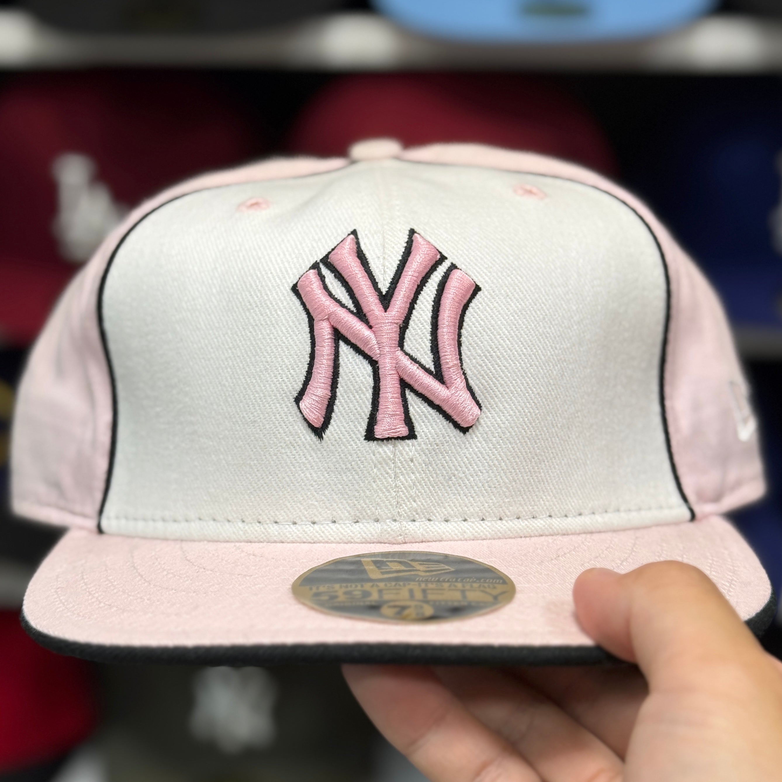 New Era New York Yankees 'Pastel Pipe' White/Pink 59FIFTY Fitted Hat - Product Image