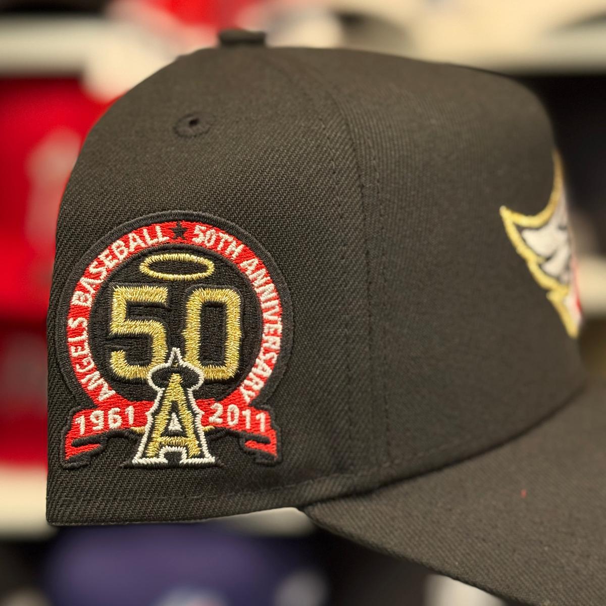 New Era Anaheim Angels '50th Anniversary' A-Frame Black 9FORTY Snapback | Red Under Brim - Product Image
