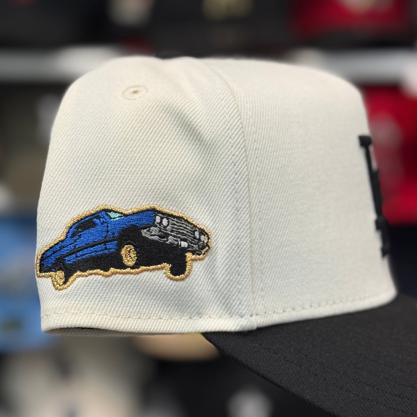 New Era Los Angeles Dodgers 'Lowrider Palm Tree' A-Frame 9FORTY Snapback Ivory/Black - Pink Under Brim