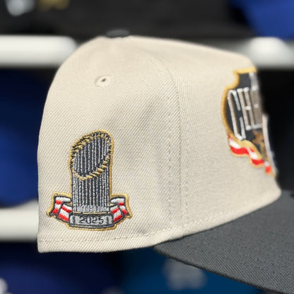 New Era Los Angeles Dodgers '2025 World Series Champions' A-Frame Cream/Charcoal 9FORTY Snapback