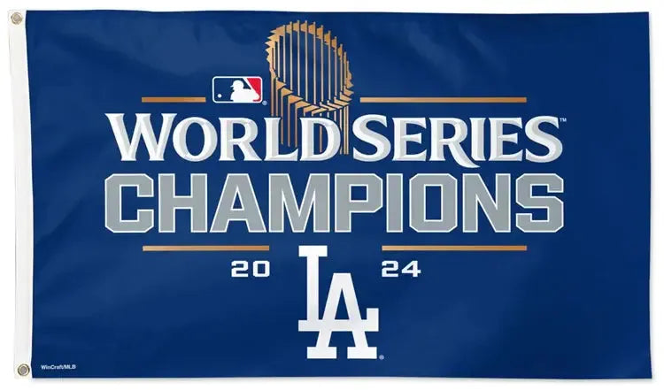 WinCraft Los Angeles Dodgers 2024 World Champions 3x5 Flag | One-Sided Deluxe Flag - Product Image