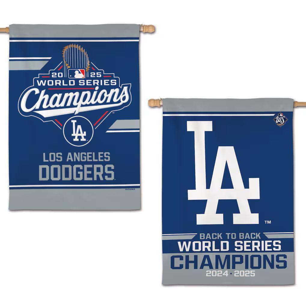 Los Angeles Dodgers 2025 World Series Champions Double WinCraft | Deluxe Sided Vertical Banner - Product Image