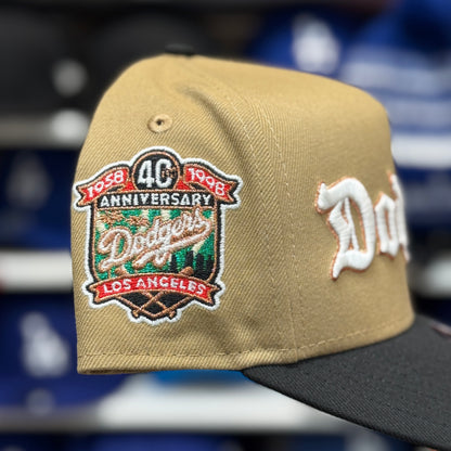 New Era Los Angeles Dodgers '40th Anniversary' A-Frame Tan/Black 9FIFTY Snapback | Glow in the Dark - Product Image