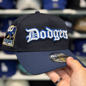 New Era Los Angeles Dodgers Old English '60th Anniversary' A-Frame Black/Navy 9FORTY Snapback - Product Image