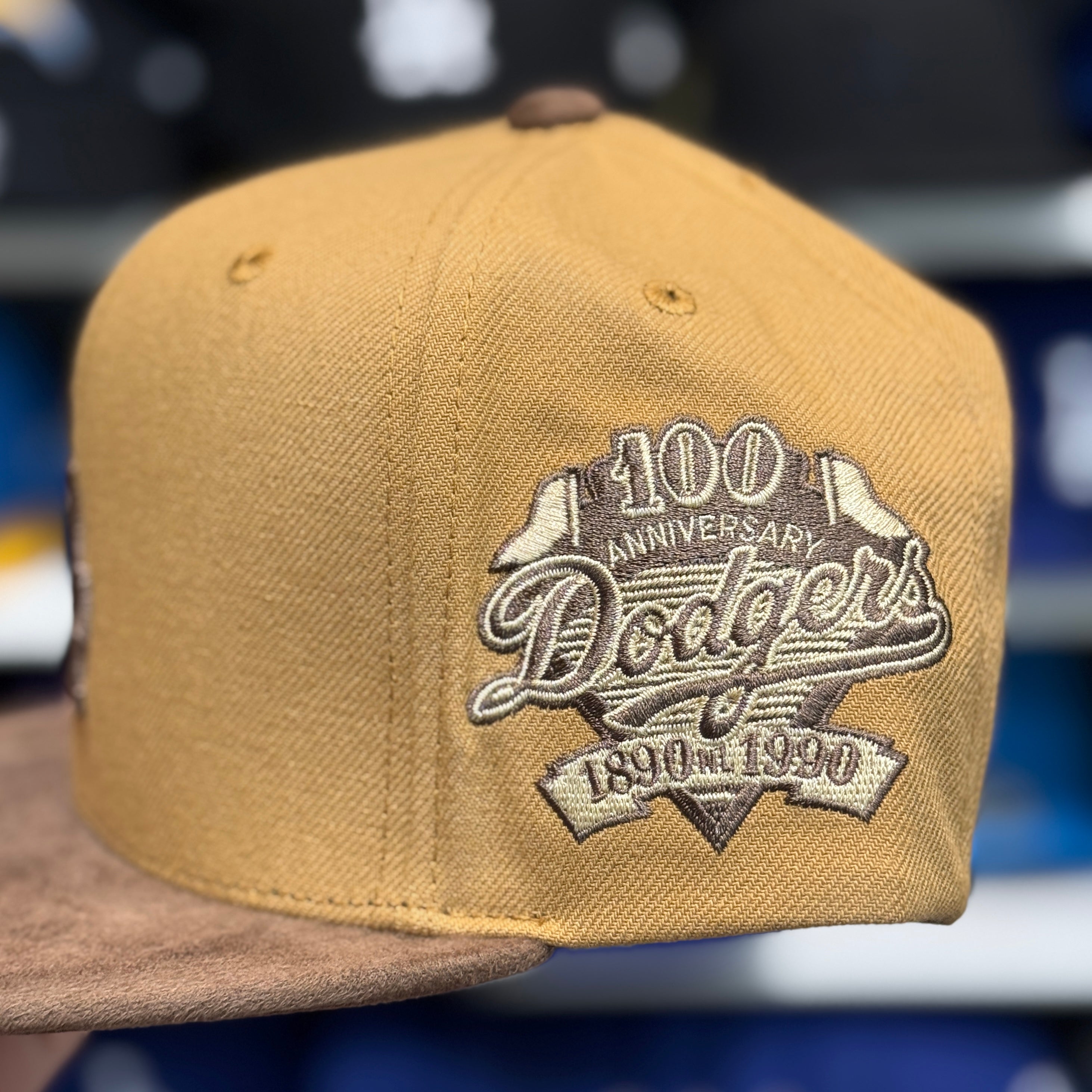Los Angeles Dodgers '100th Anniversary' 2T Tan Mitchell & Ness Buckle | Suede Brim - Product Image