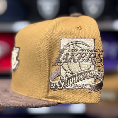 Los Angeles Lakers '25th Anniversary' 2T Tan Mitchell & Ness Buckle | Suede Brim