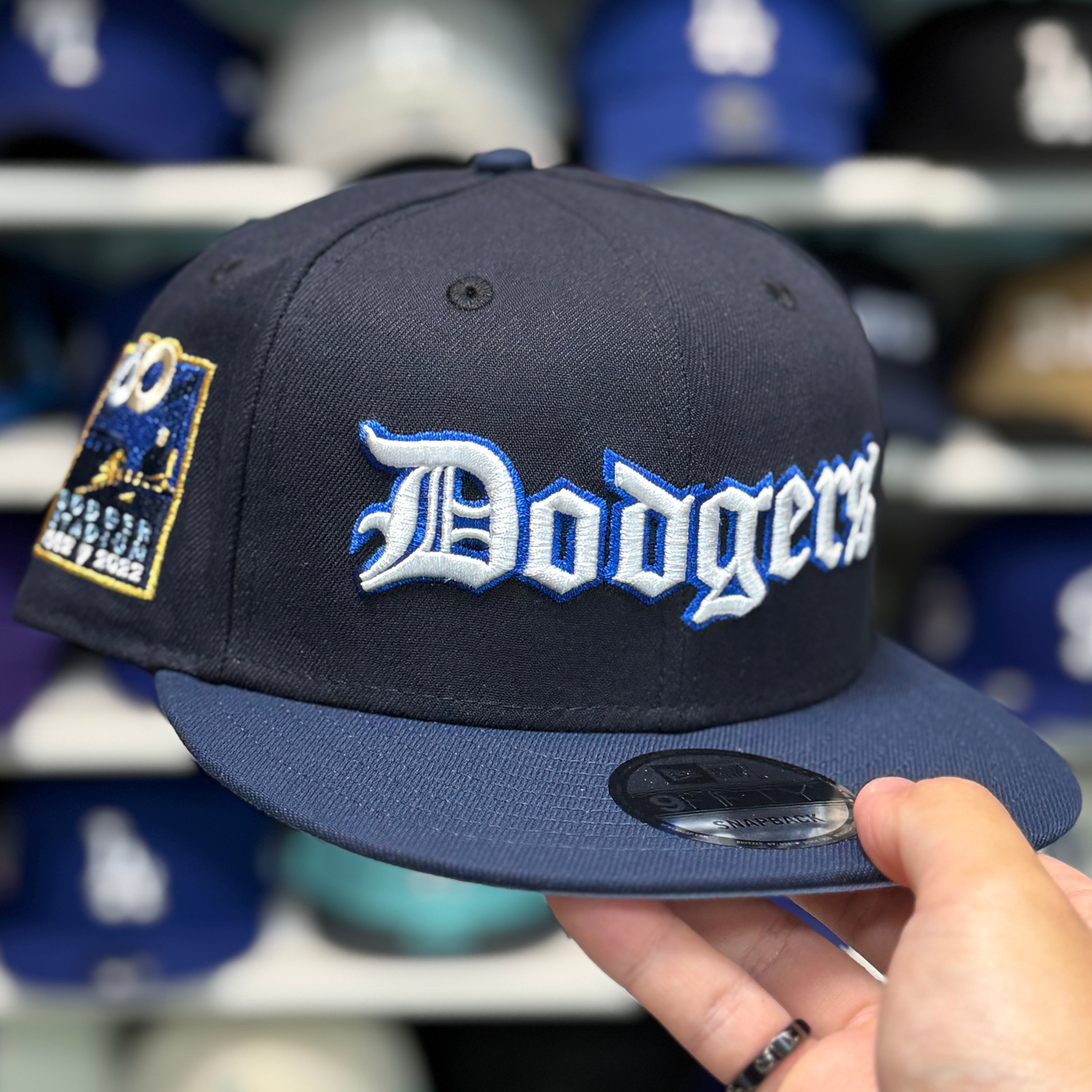 New Era Los Angeles Dodgers Gothic Script '60th Anniversary' Black/Navy 9FIFTY Snapback - Product Image