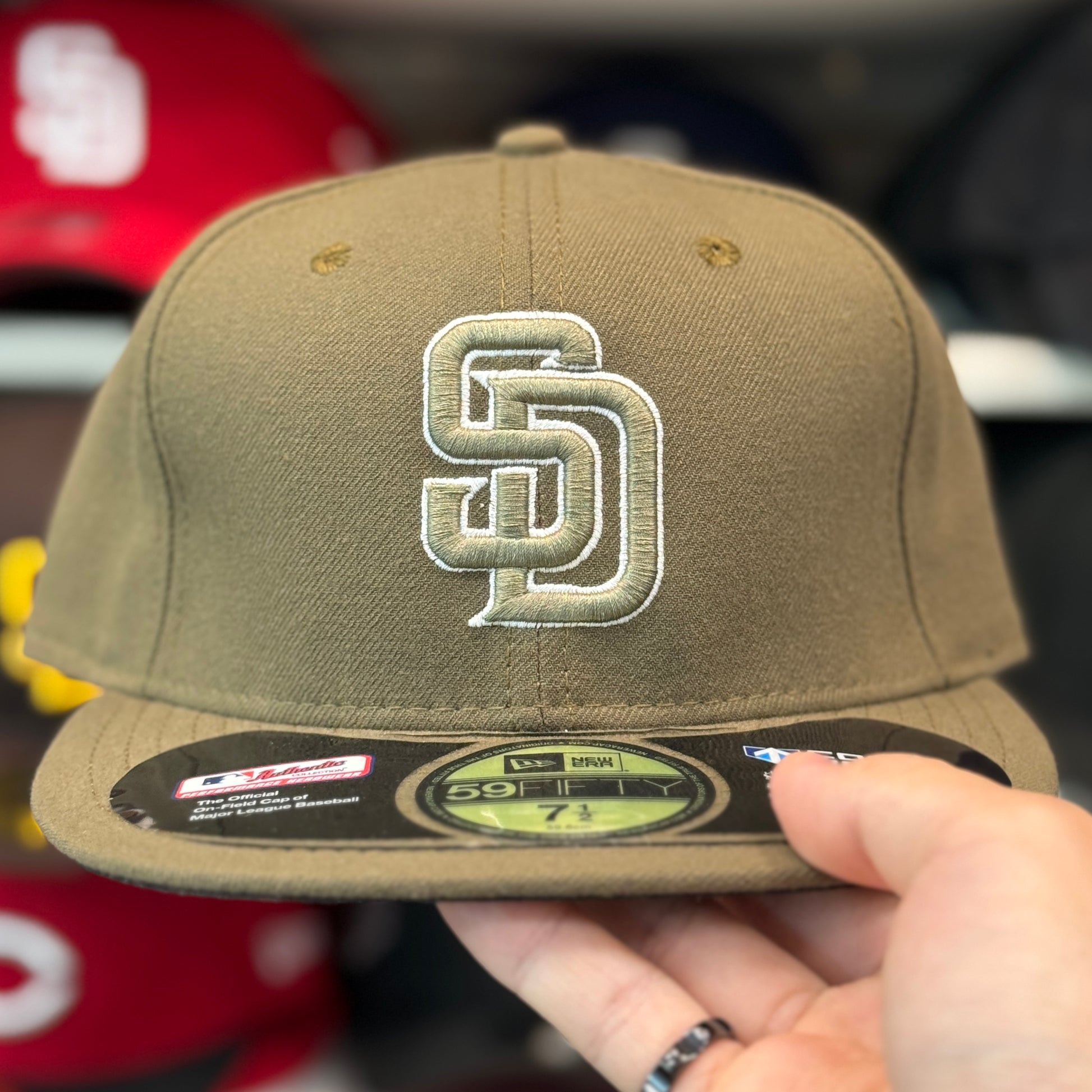 New Era San Diego Padres Olive Vintage 59FIFTY Fitted Hat | Size 7 1/2 - Product Image