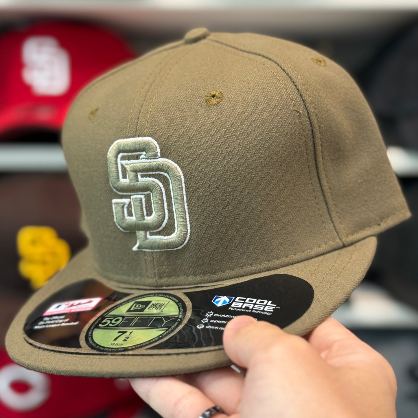 New Era San Diego Padres Olive Vintage 59FIFTY Fitted Hat | Size 7 1/2 - Product Image