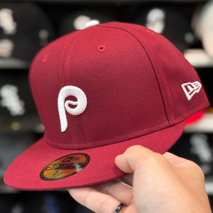 New Era Philadelphia Phillies 'Retro Logo' Dark Red 59FIFTY Fitted Hat - Product Image