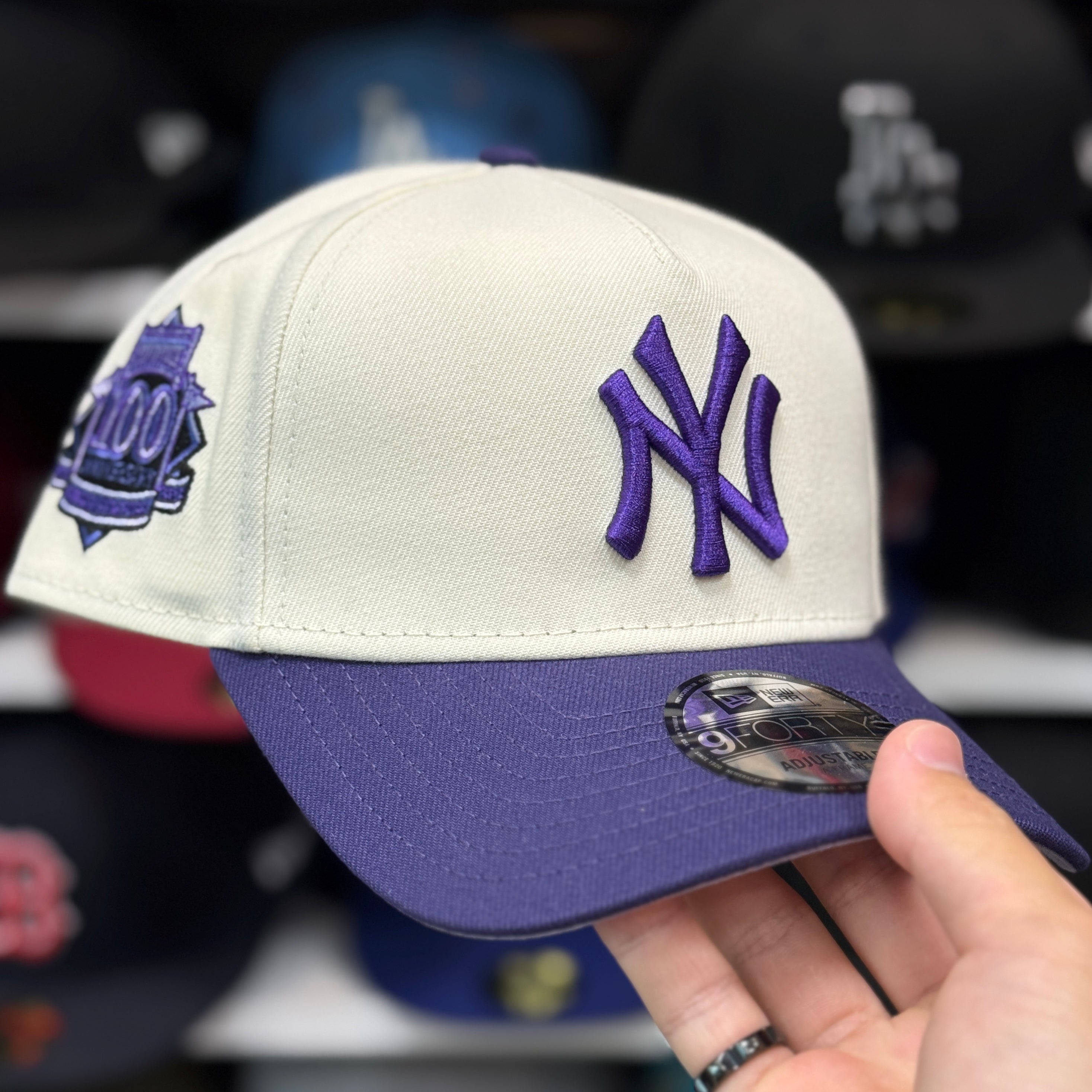 New Era New York Yankees '100th Anniversary' A-Frame Creme/Purple 9FORTY Snapback