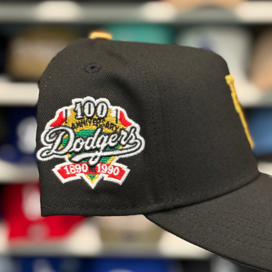 New Era Los Angeles Dodgers Upside Down Logo '100th Anniversary' A-Frame Black 9FORTY Snapback - Product Image