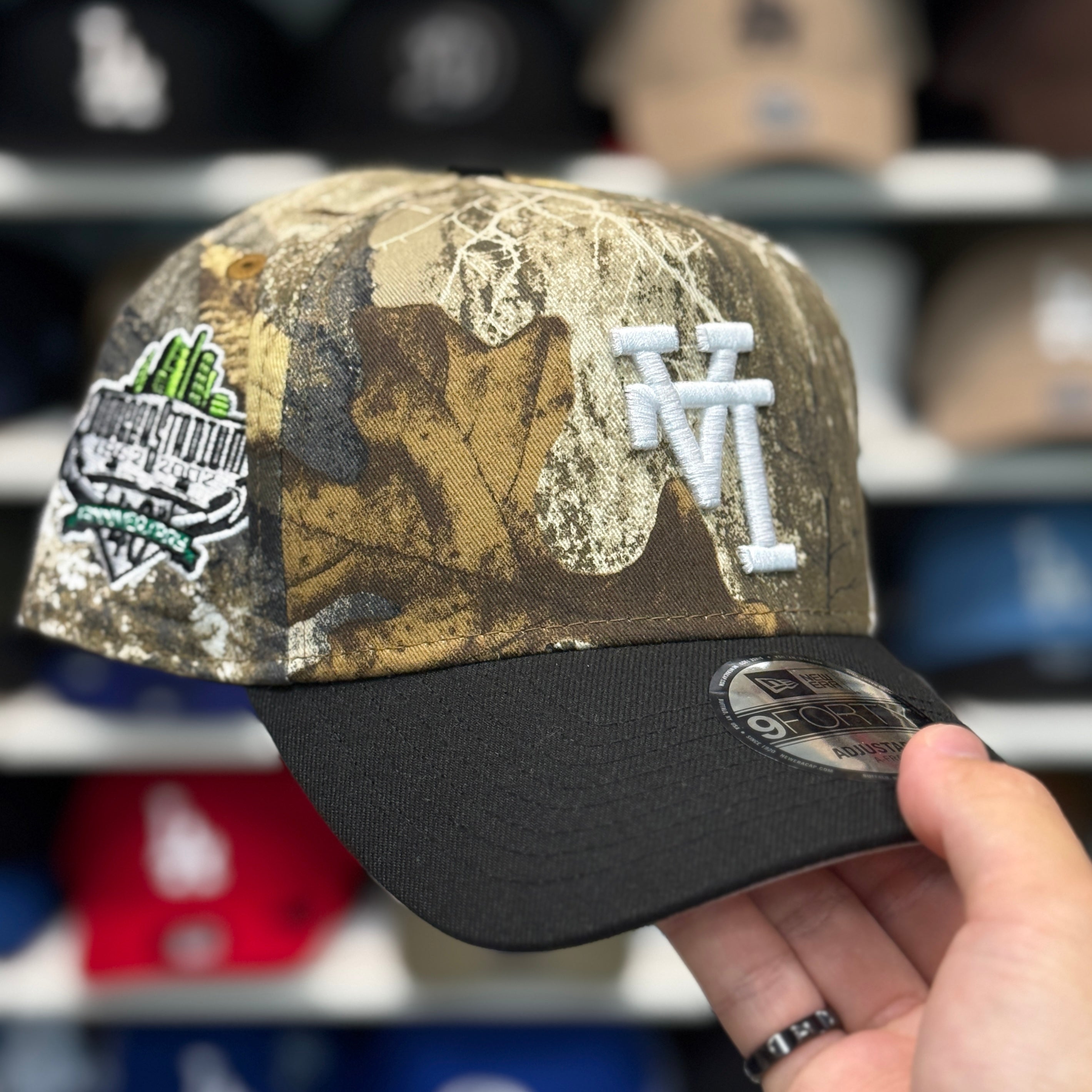 New Era Los Angeles Dodgers Upside Down Logo '40th Anniversary' A-Frame Realtree/Black 9FORTY Snapback - Product Image