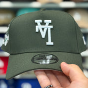 New Era Los Angeles Dodgers Upside Down Logo '50th Anniversary' A-Frame Dark Olive 9FORTY Snapback - Product Image