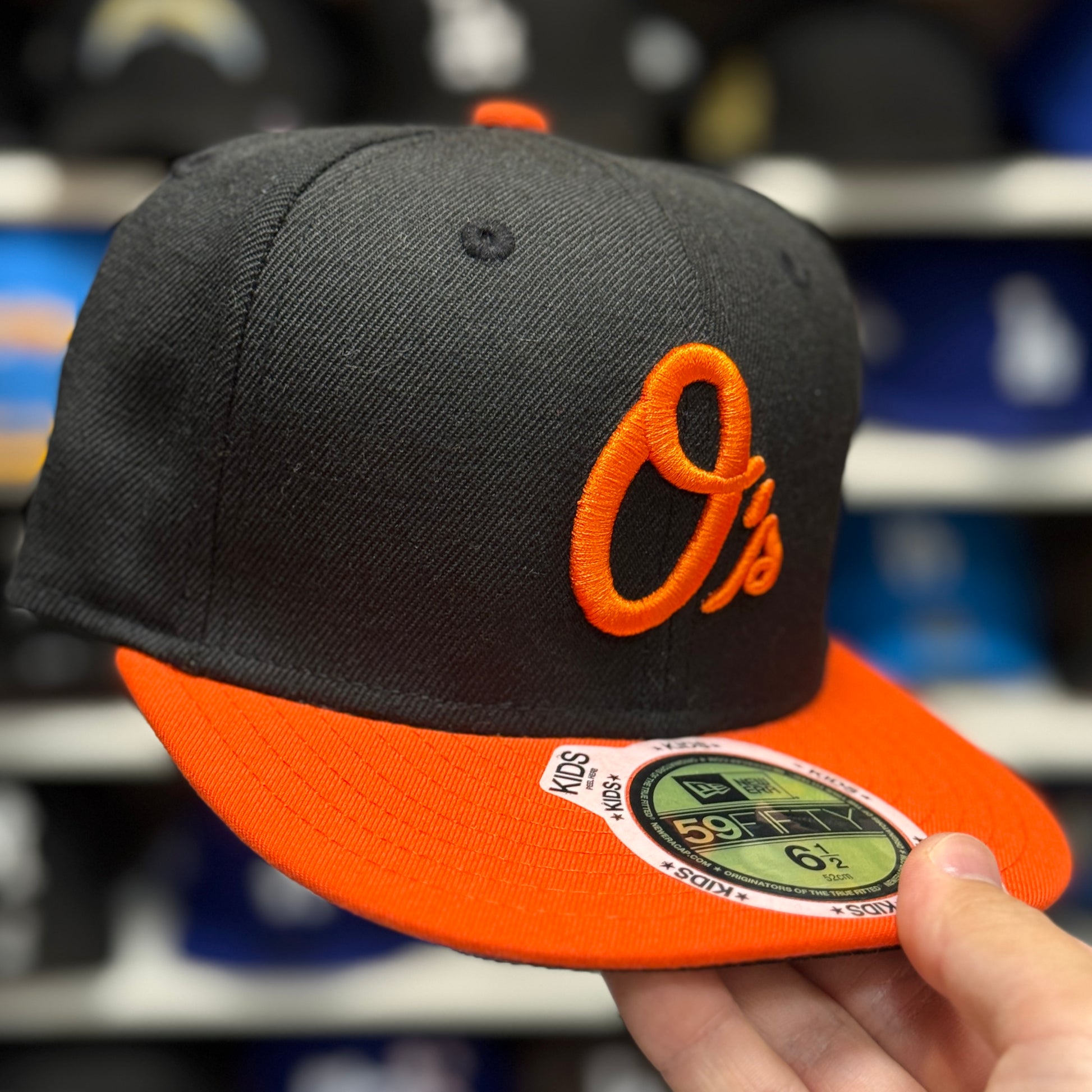 Youth Baltimore Orioles New Era Black/Orange 59FIFTY Fitted Hat - Product Image