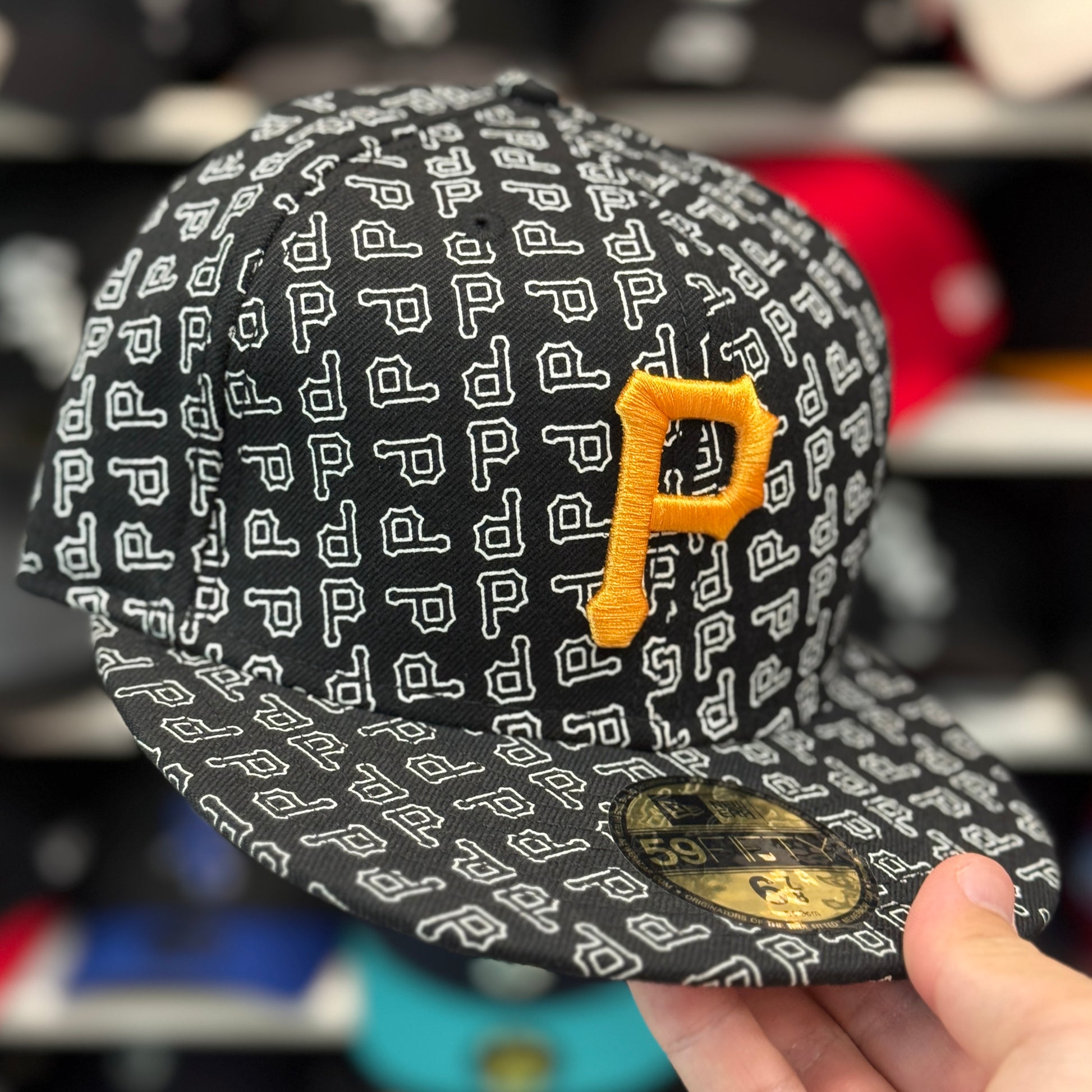 New Era Pittsburgh Pirates 'Monogram Print' Black 59FIFTY Fitted Hat - Product Image
