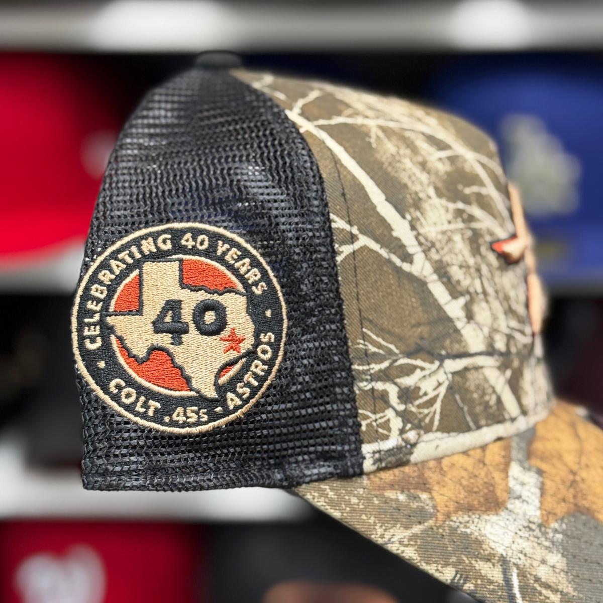 New Era Houston Astros '40th Anniversary' A-Frame RealTree Camouflage 9FORTY Trucker Snapback - Product Image