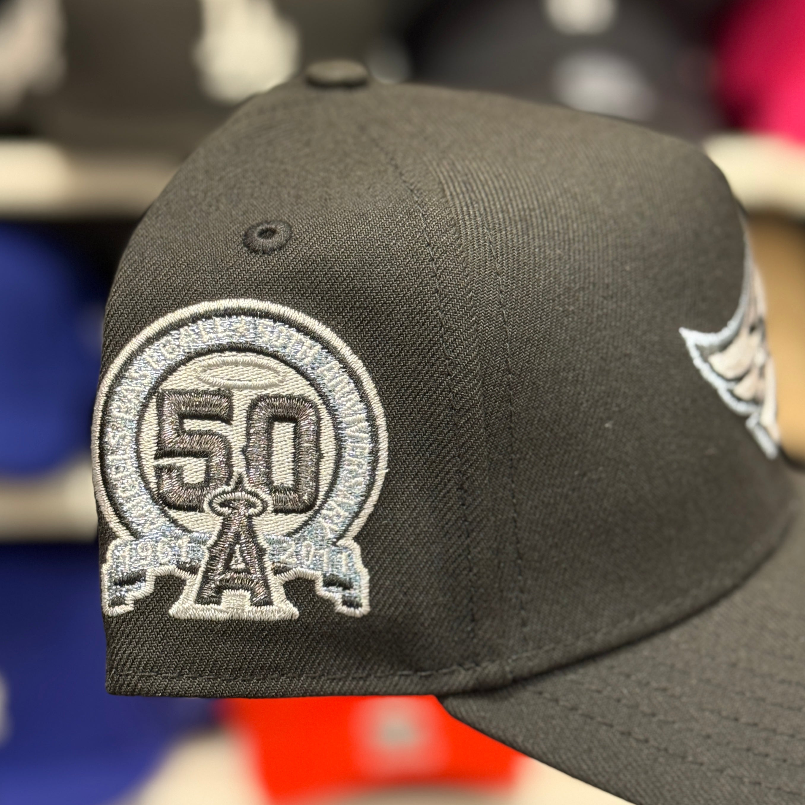 New Era Los Angeles Angels '50th Anniversary' A-Frame Black 9FORTY Snapback | Blue Under Brim - Product Image