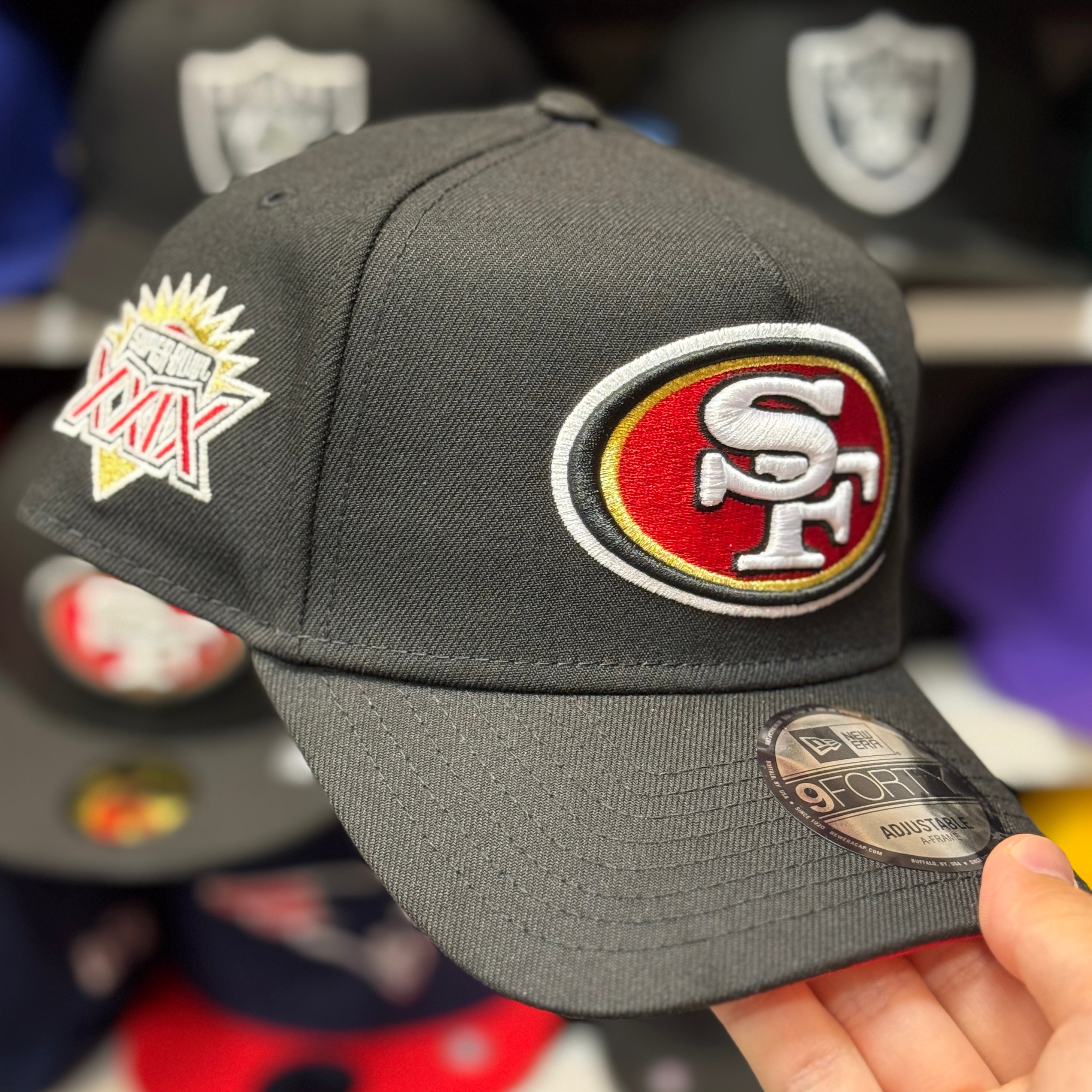 New Era San Francisco 49ers 'Super Bowl XXIX' A-Frame Black 9FORTY Snapback | Red Under Brim - Product Image