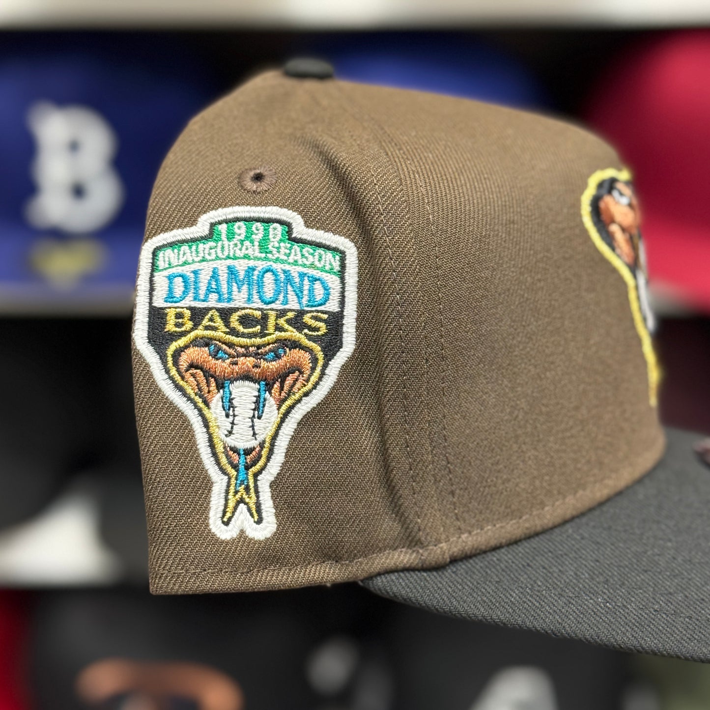 New Era Arizona Diamondbacks '1990 Inaugural Season' A-Frame Brown/Black 9FIFTY Snapback | Glow in the Dark - Product Image