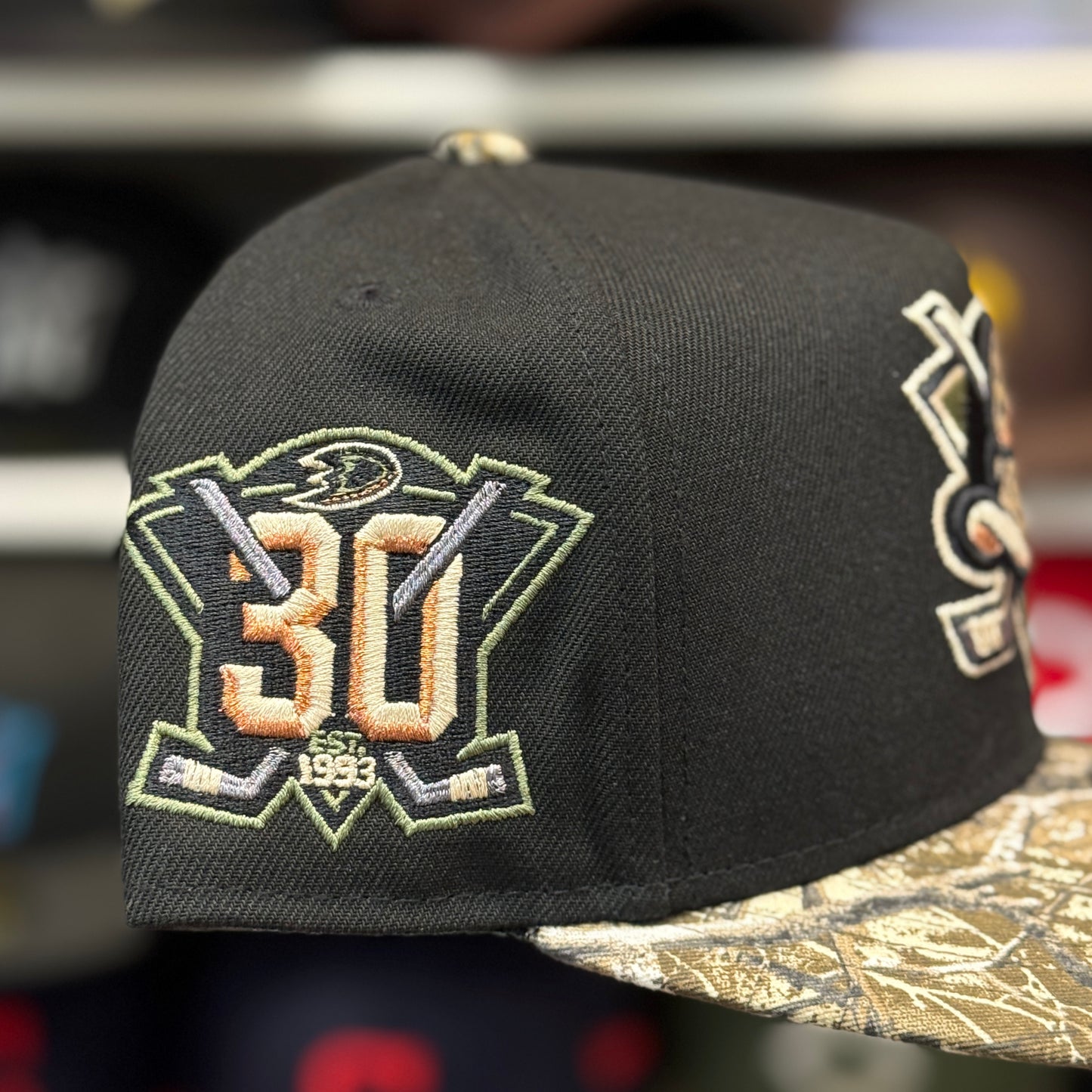 New Era Anaheim Ducks '30th Anniversary' A-Frame Black/Realtree Camo 9FIFTY Snapback - Product Image