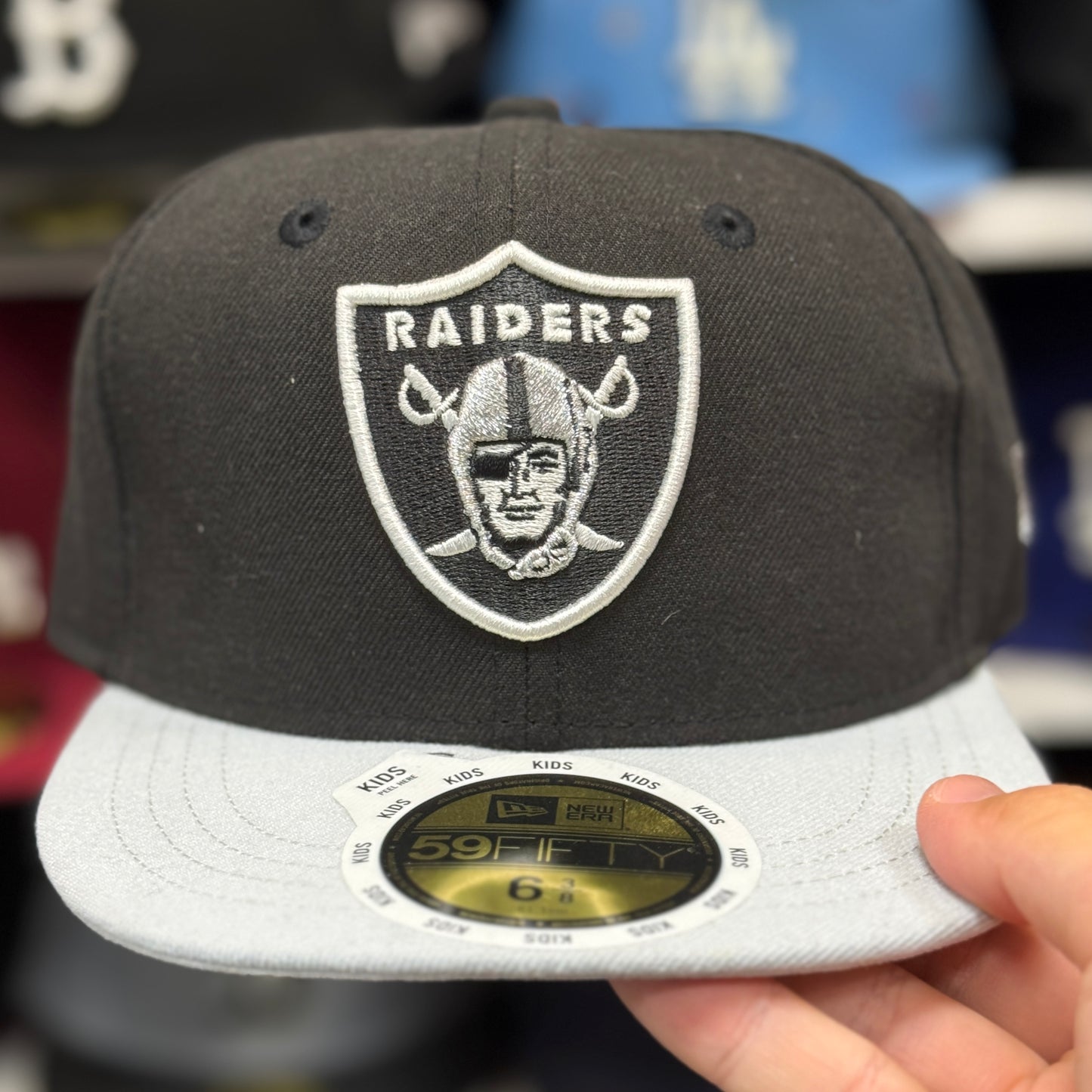 Youth Las Vegas Raiders New Era 59FIFTY Fitted Hat | Black/Gray