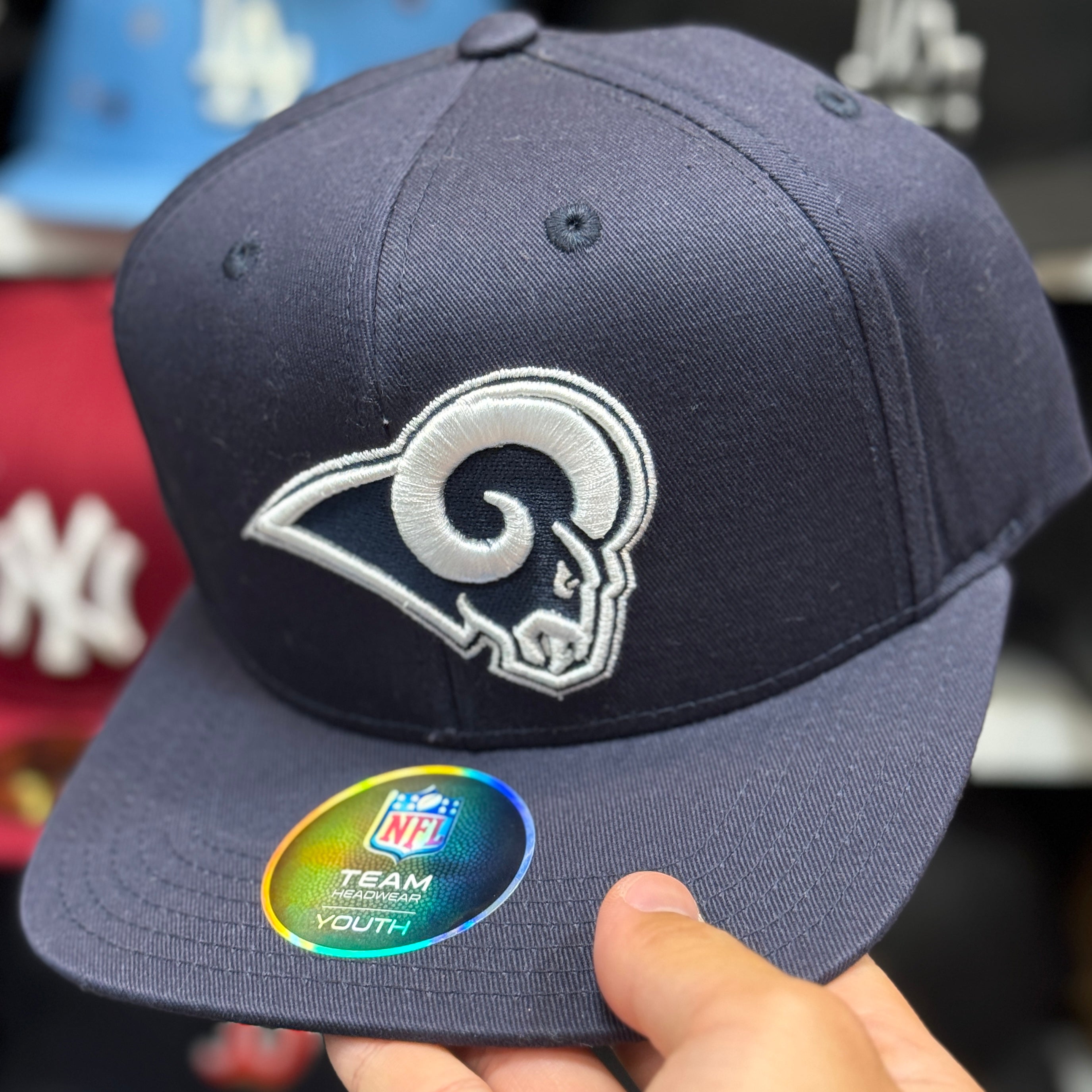 Youth Los Angeles Rams Navy Team Headwear Snapback - Product Image